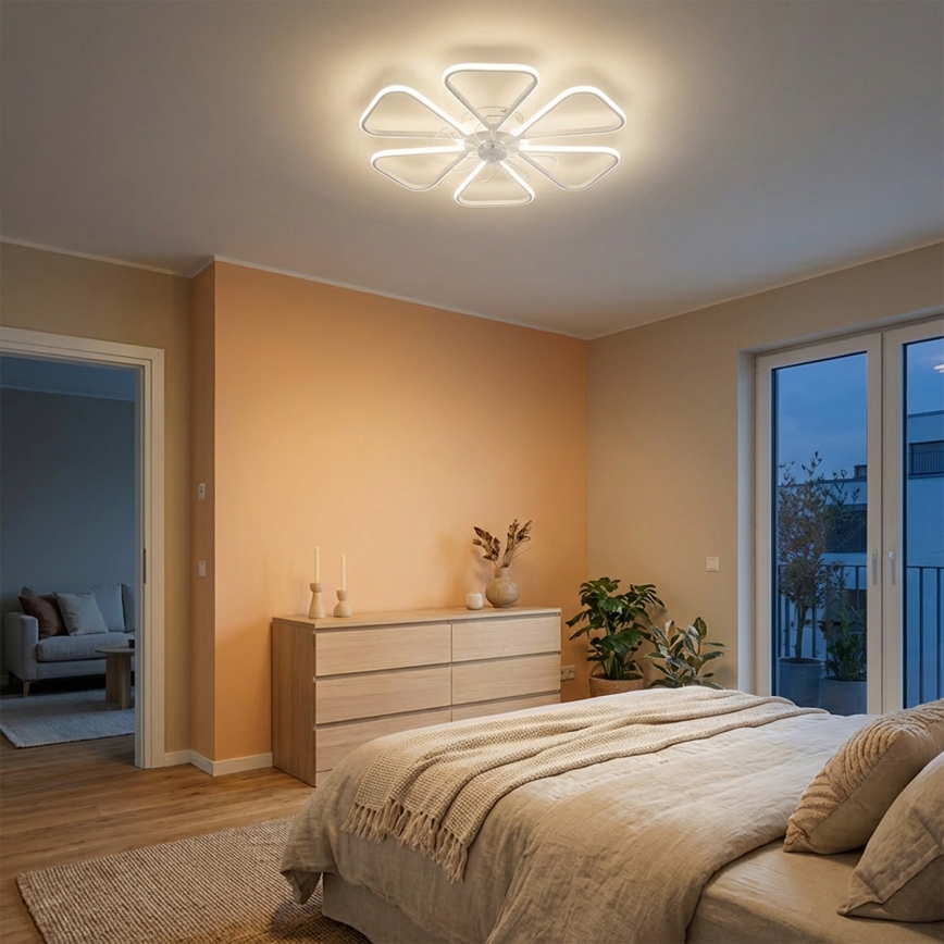 Brilagi - LED-dimmbarer Deckenventilator, 38W/230V, 3000–6500K, Ø 76 cm, Weiß + Fernbedienung