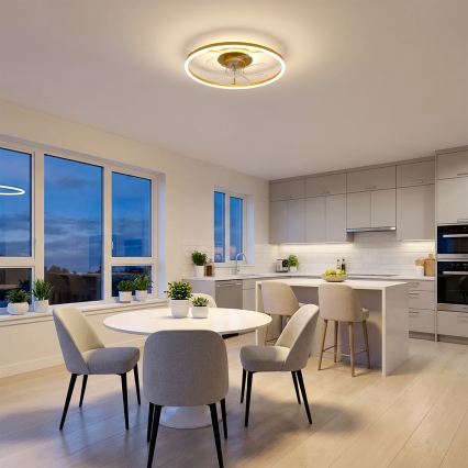 Brilagi - LED dimmbarer Deckenventilator LED/66W/230V 3000-6500K Durchmesser 55 cm weiß/gold + Fernbedienung