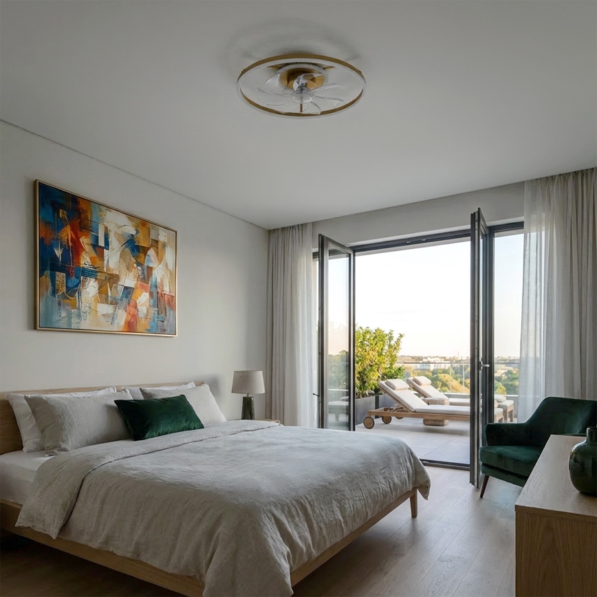 Brilagi - LED dimmbarer Deckenventilator LED/66W/230V 3000-6500K Durchmesser 55 cm weiß/gold + Fernbedienung