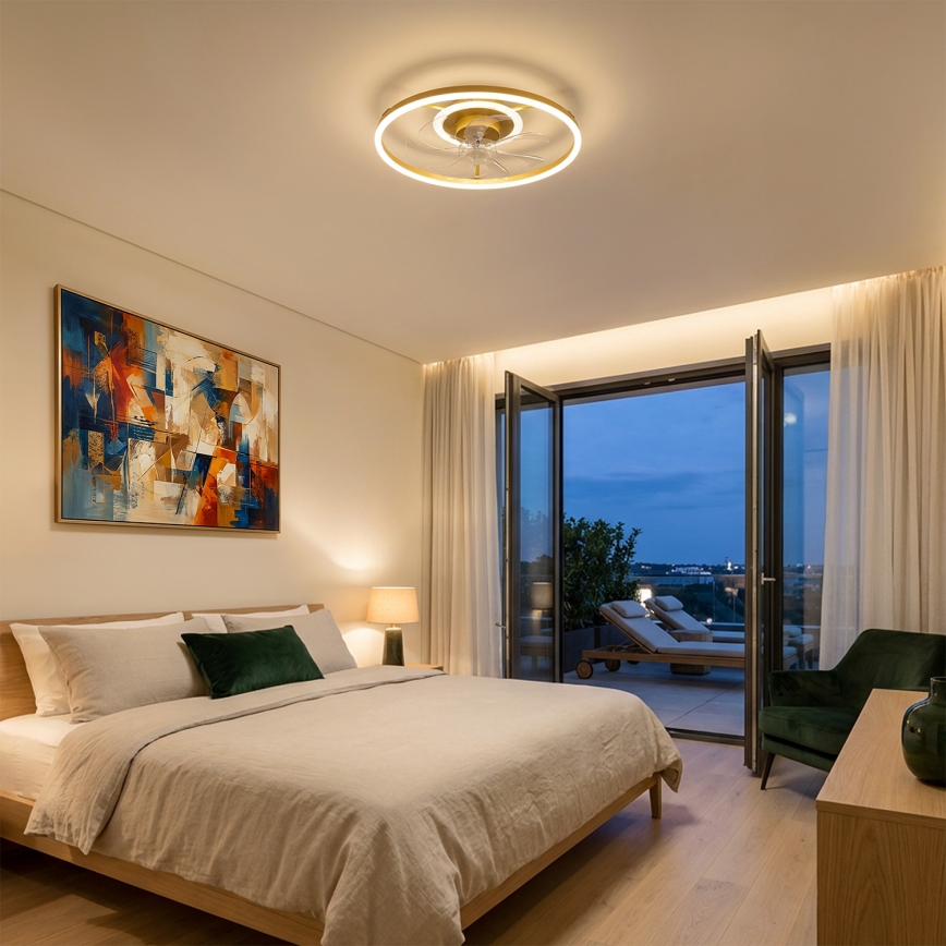 Brilagi - LED dimmbarer Deckenventilator LED/66W/230V 3000-6500K Durchmesser 55 cm weiß/gold + Fernbedienung