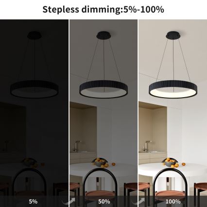Brilagi - LED-dimmbare Hängeleuchte an Stahlseil FALCON MODERN LED/54W/230V 3000–6500K Ø 60 cm schwarz + Fernbedienung