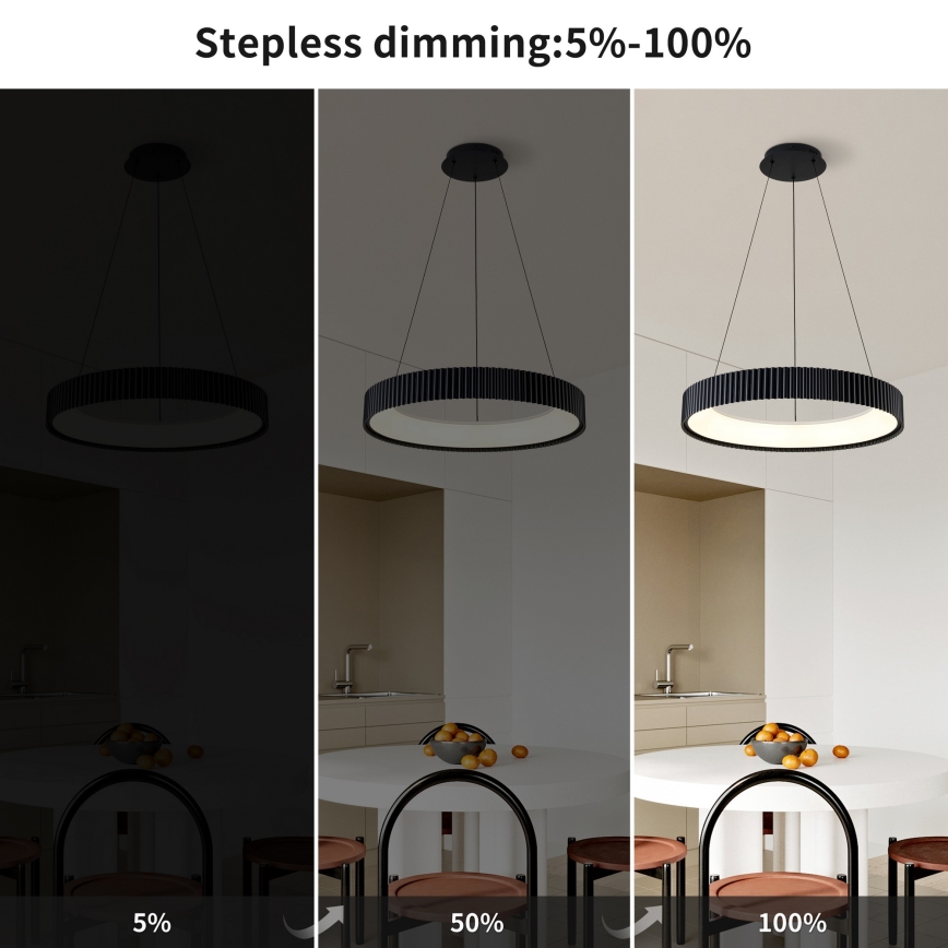 Brilagi - LED-dimmbare Hängeleuchte an Stahlseil FALCON MODERN LED/54W/230V 3000–6500K Ø 60 cm schwarz + Fernbedienung