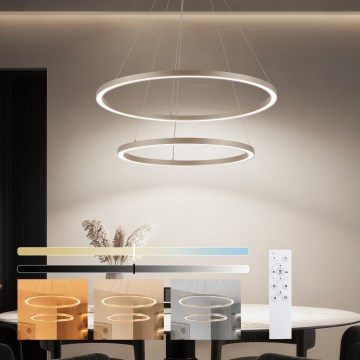 Brilagi - LED-dimmbarer Hängeleuchter an Seil PORTOFINO LED/98W/230V 3000-6000K Ø 80 cm beige + Fernbedienung