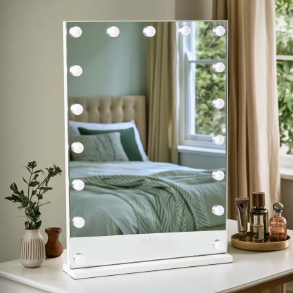 BRILAGI - LED dimmbarer Make-up-Spiegel HOLLYWOOD LED/15W/230V CCT + 2x USB 55x77 cm weiß