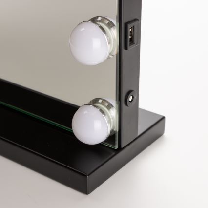 BRILAGI - LED-dimmbarer Make-up-Spiegel HOLLYWOOD LED/15W/230V CCT + USB schwarz