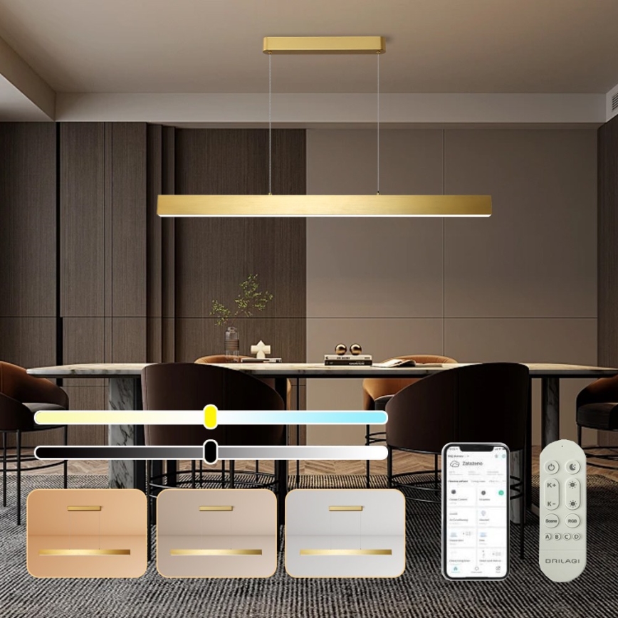 Brilagi - LED dimmbare Hängeleuchte an Kabel SLEEKLINE SMART LED/40W/230V 3000-6000K Wi-Fi Tuya goldfarben + Fernbedienung