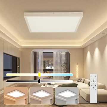 Brilagi - LED dimmbares Badezimmer-Deckenleuchte FRAME SMART LED/50W/230V 60x60 cm 3000-6000K IP44 weiß + Fernbedienung