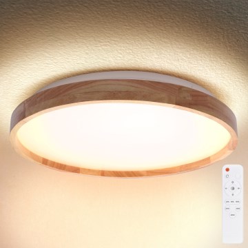 Brilagi - LED dimmbares Deckenleuchte ALSON LED/48W/230V 3000-6500K Eiche Ø 39,5 cm + Fernbedienung