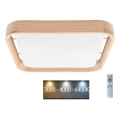 Brilagi - LED dimmbares Deckenleuchte MANAROLA CUBIC LED/24W/230V 3000-6500K Kiefer + Fernbedienung