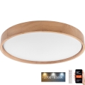 Brilagi - LED dimmbares Deckenleuchte MANAROLA SMART LED/36W/230V 2700-6500K Eiche Ø 51 cm Wi-Fi + Tuya Fernbedienung