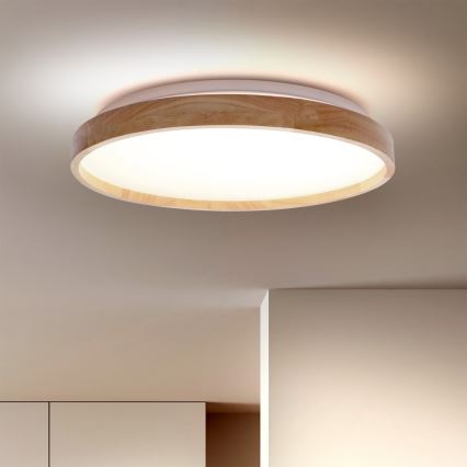 Brilagi - LED dimmbares Deckenleuchte ALSON LED/48W/230V 3000-6500K Eiche Ø 39,5 cm + Fernbedienung