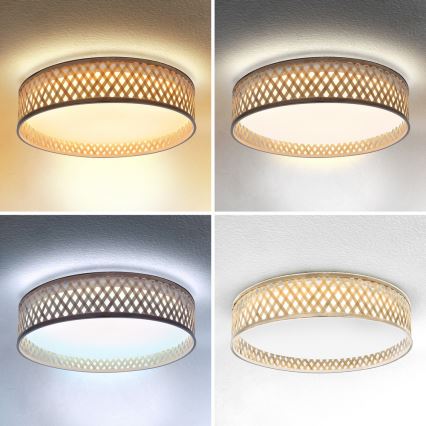 Brilagi - LED dimmbares Deckenleuchte CAMILA LED/48W/230V 3000-6500K Bambus Ø 40 cm + Fernbedienung