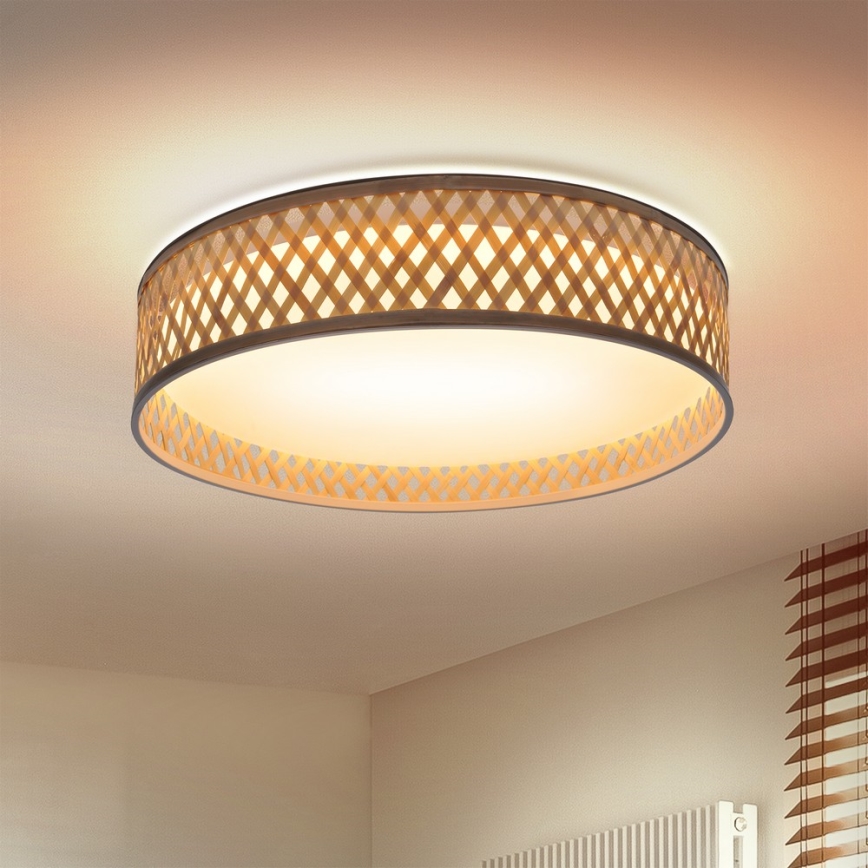Brilagi - LED dimmbares Deckenleuchte CAMILA LED/48W/230V 3000-6500K Bambus Ø 40 cm + Fernbedienung