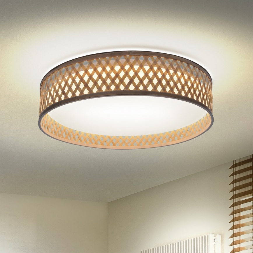 Brilagi - LED dimmbares Deckenleuchte CAMILA LED/48W/230V 3000-6500K Bambus Ø 40 cm + Fernbedienung