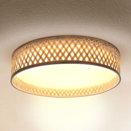 Brilagi - LED dimmbares Deckenleuchte CAMILA LED/48W/230V 3000-6500K Bambus Ø 40 cm + Fernbedienung