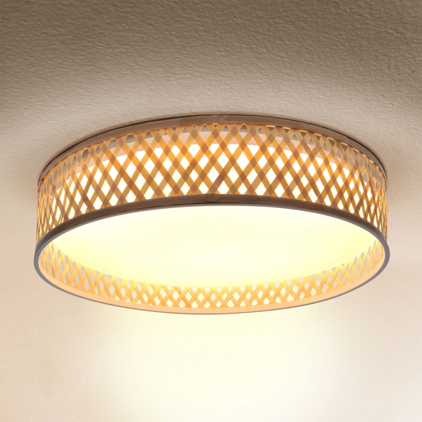Brilagi - LED dimmbares Deckenleuchte CAMILA LED/48W/230V 3000-6500K Bambus Ø 40 cm + Fernbedienung