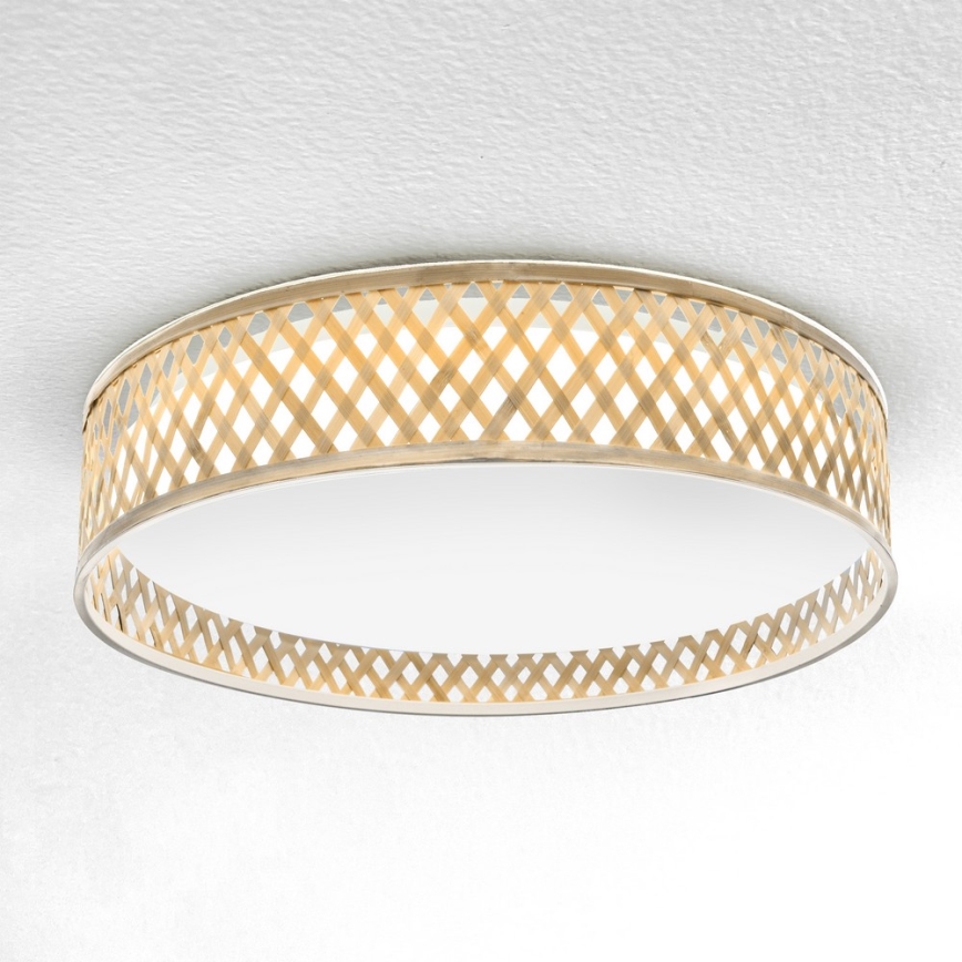Brilagi - LED dimmbares Deckenleuchte CAMILA LED/48W/230V 3000-6500K Bambus Ø 40 cm + Fernbedienung