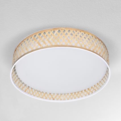 Brilagi - LED dimmbares Deckenleuchte CAMILA LED/48W/230V 3000-6500K Bambus Ø 40 cm + Fernbedienung