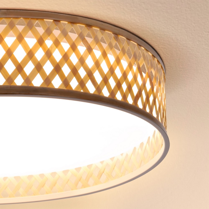 Brilagi - LED dimmbares Deckenleuchte CAMILA LED/48W/230V 3000-6500K Bambus Ø 40 cm + Fernbedienung