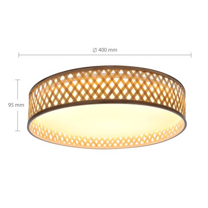 Brilagi - LED dimmbares Deckenleuchte CAMILA LED/48W/230V 3000-6500K Bambus Ø 40 cm + Fernbedienung