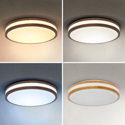 Brilagi - LED dimmbares Deckenleuchte MOLINA LED/48W/230V 3000-6500K Eiche Ø 38 cm + Fernbedienung