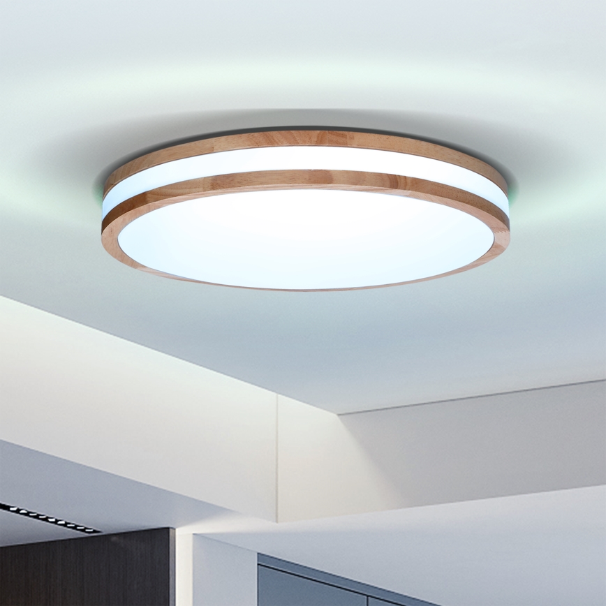 Brilagi - LED dimmbares Deckenleuchte MOLINA LED/48W/230V 3000-6500K Eiche Ø 38 cm + Fernbedienung
