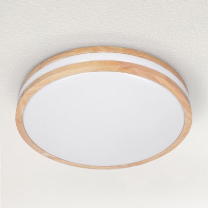 Brilagi - LED dimmbares Deckenleuchte MOLINA LED/48W/230V 3000-6500K Eiche Ø 38 cm + Fernbedienung