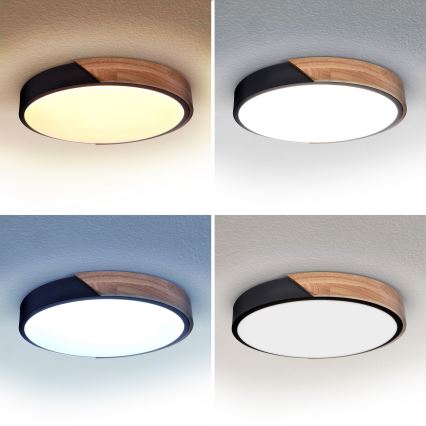 Brilagi - LED dimmbares Deckenleuchte PILANA LED/48W/230V 3000-6500K Eiche Ø 40 cm + Fernbedienung