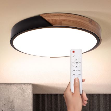 Brilagi - LED dimmbares Deckenleuchte PILANA LED/48W/230V 3000-6500K Eiche Ø 40 cm + Fernbedienung