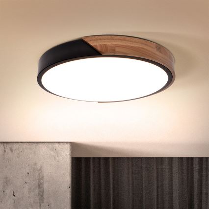 Brilagi - LED dimmbares Deckenleuchte PILANA LED/48W/230V 3000-6500K Eiche Ø 40 cm + Fernbedienung