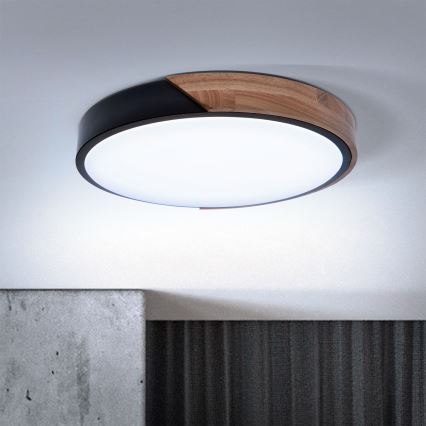 Brilagi - LED dimmbares Deckenleuchte PILANA LED/48W/230V 3000-6500K Eiche Ø 40 cm + Fernbedienung