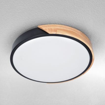 Brilagi - LED dimmbares Deckenleuchte PILANA LED/48W/230V 3000-6500K Eiche Ø 40 cm + Fernbedienung