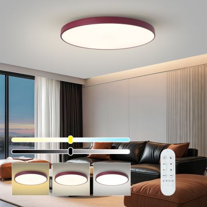 Brilagi - dimmbare LED-Leuchte POOL SMART LED/100W/230V Ø 80 cm 3000–6000K Wi-Fi Tuya + Fernbedienung burgunderrot