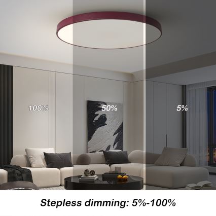 Brilagi - dimmbare LED-Leuchte POOL SMART LED/100W/230V Ø 80 cm 3000–6000K Wi-Fi Tuya + Fernbedienung burgunderrot