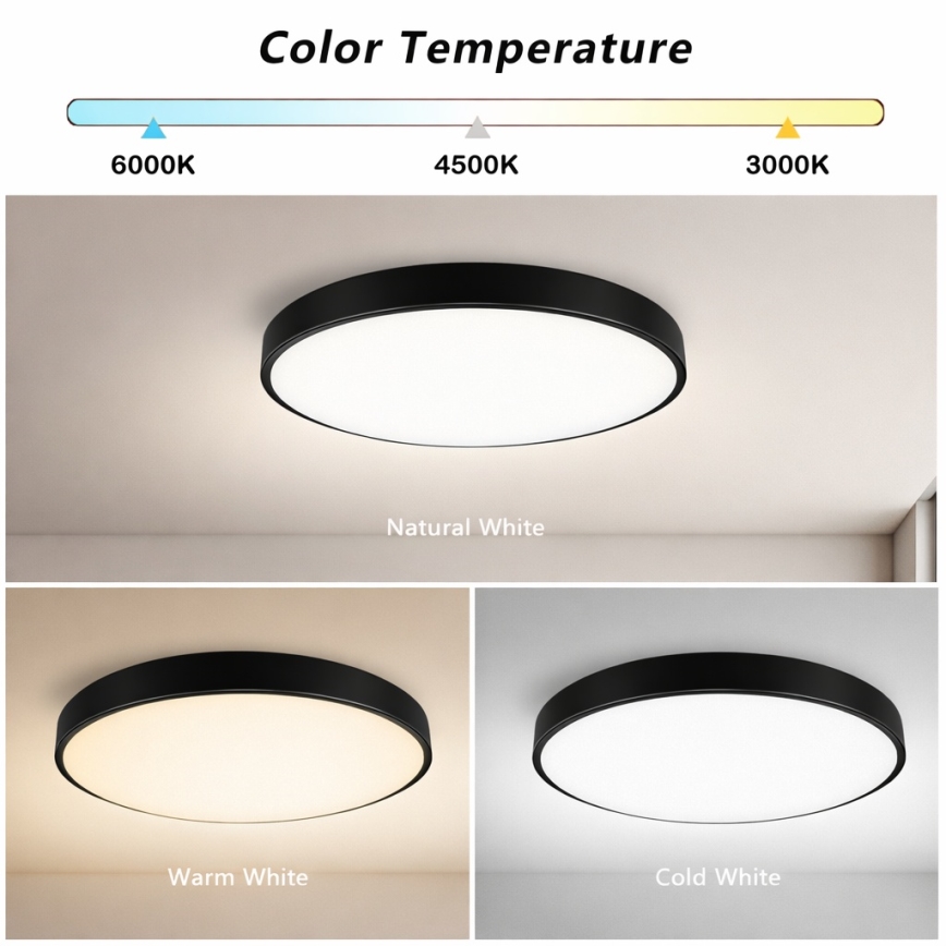 Brilagi - LED dimmbares Deckenleuchte POOL SMART LED/60W/230V 50 cm 3000-6000K Wi-Fi Tuya + Fernbedienung schwarz