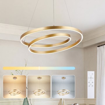 Brilagi - LED-dimmbares Seilpendel TWISTER LED/48W/230V 3000–6000K Ø 50 cm gold + Fernbedienung