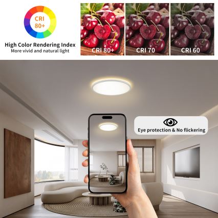 Brilagi - LED-Dimmleuchte mit Bewegungs- und Dämmerungssensor ULTRA SLIM LED/18W/230V Ø 30 cm + Fernbedienung