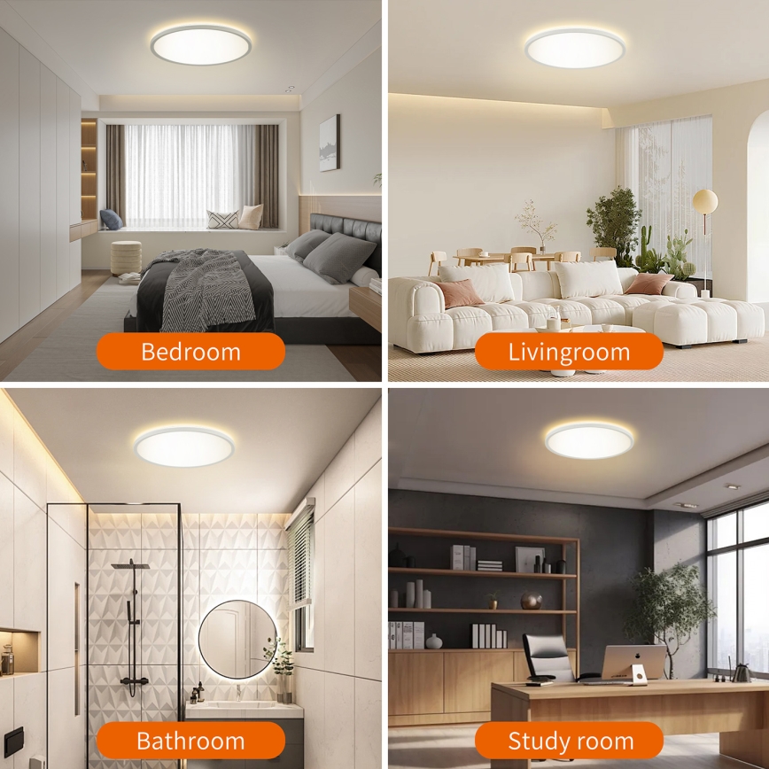 Brilagi - LED-Dimmleuchte mit Bewegungs- und Dämmerungssensor ULTRA SLIM LED/24W/230V Ø 42 cm + Fernbedienung