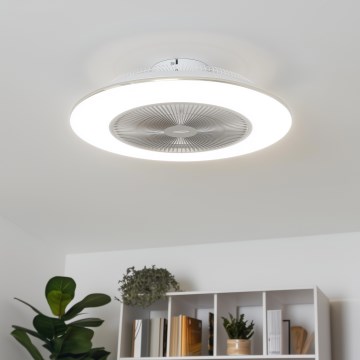 Brilagi - LED-Dimmleuchte mit Ventilator AURA LED/38W/230V 3000-6000K Silber + Fernbedienung
