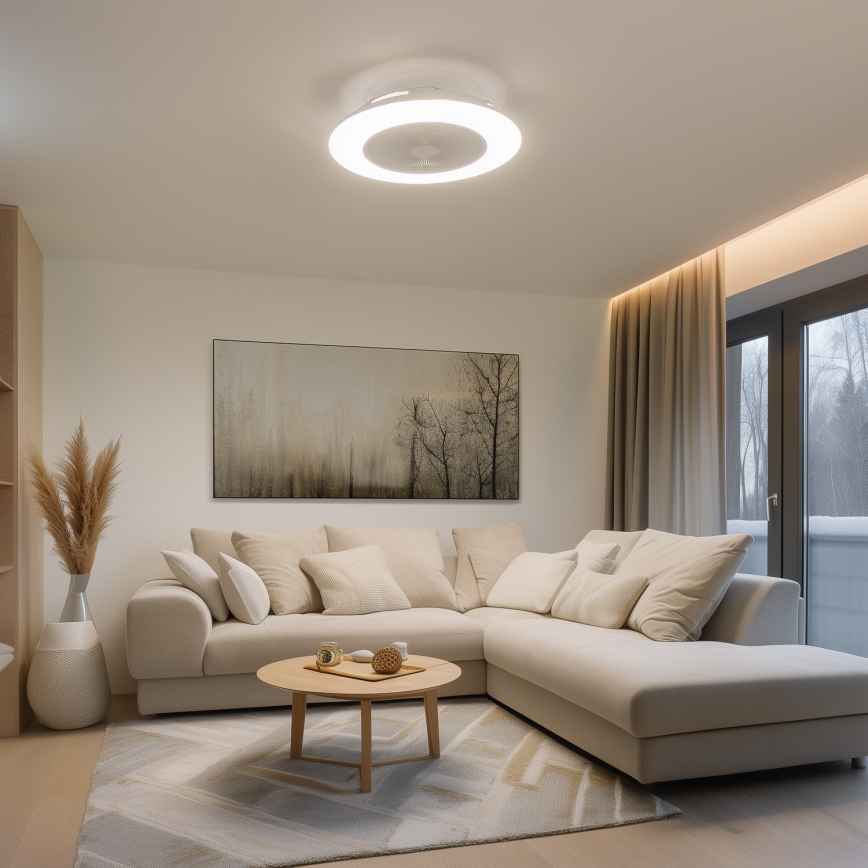 Brilagi - LED dimmbares Leuchtmittel mit Ventilator AURA LED/38W/230V 3000-6000K Weiß + Fernbedienung