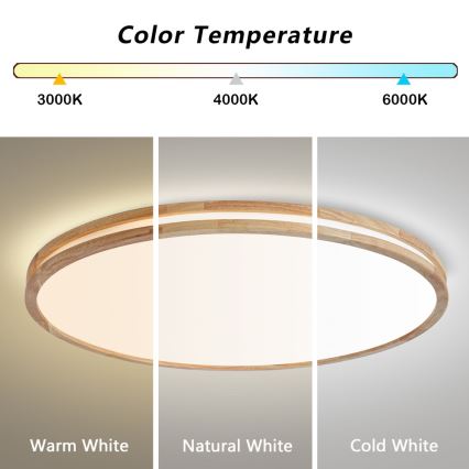 BRILAGI - Dimmbare LED-Deckenleuchte MOLINA LED/128W/230V 3000-6000K Eiche Ø 100 cm + Fernbedienung