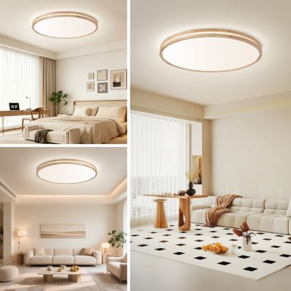 BRILAGI - Dimmbare LED-Deckenleuchte MOLINA LED/128W/230V 3000-6000K Eiche Ø 100 cm + Fernbedienung