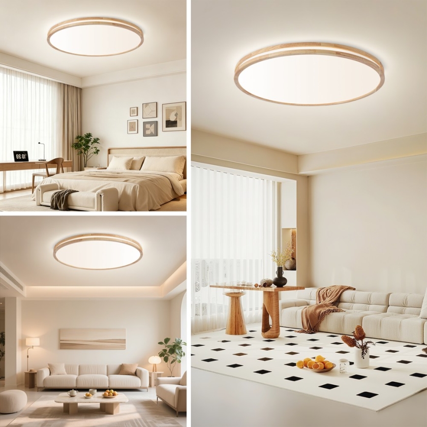 BRILAGI - Dimmbare LED-Deckenleuchte MOLINA LED/128W/230V 3000-6000K Eiche Ø 100 cm + Fernbedienung