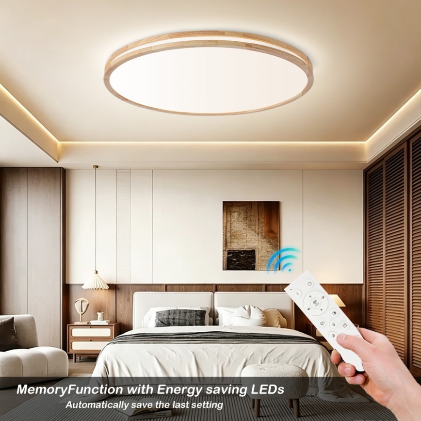 BRILAGI - Dimmbare LED-Deckenleuchte MOLINA LED/128W/230V 3000-6000K Eiche Ø 100 cm + Fernbedienung