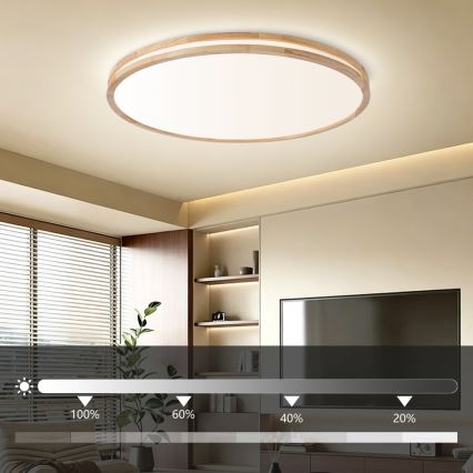 BRILAGI - Dimmbare LED-Deckenleuchte MOLINA LED/128W/230V 3000-6000K Eiche Ø 100 cm + Fernbedienung