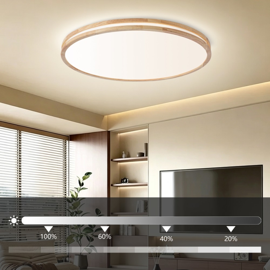 BRILAGI - Dimmbare LED-Deckenleuchte MOLINA LED/128W/230V 3000-6000K Eiche Ø 100 cm + Fernbedienung