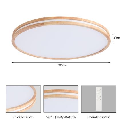 BRILAGI - Dimmbare LED-Deckenleuchte MOLINA LED/128W/230V 3000-6000K Eiche Ø 100 cm + Fernbedienung