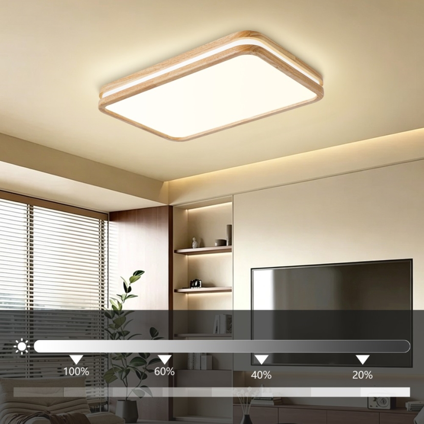 Brilagi - LED-dimmbare Deckenleuchte MOLINA SQUARE LED/54W/230V 3000-6000K Eiche 60x40 cm + Fernbedienung