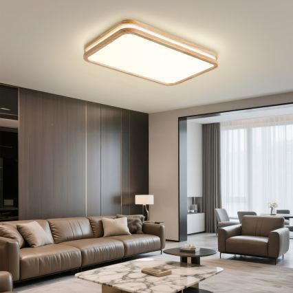 Brilagi - LED-dimmbare Deckenleuchte MOLINA SQUARE LED/54W/230V 3000-6000K Eiche 60x40 cm + Fernbedienung
