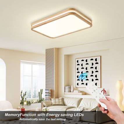 Brilagi - LED-dimmbare Deckenleuchte MOLINA SQUARE LED/54W/230V 3000-6000K Eiche 60x40 cm + Fernbedienung